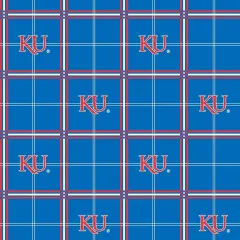 Sykel Enterprises-University of Kansas Flannel Fabric-Kansas Jayhawks Plaid Cotton Flannel Fabric
