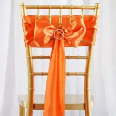 10Pcs Satin Chair Sashes for Wedding Reception Decor Orange