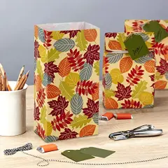 30 PIECES Fall Leaves Party Favor and Wrapped Treat Bagsfor Autumn Parties, Halloween, Thanksgiving, Friendsgiving, Care Packages and More