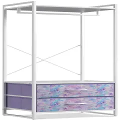 Sorbus Clothing Rack with Drawers - Clothes Stand Dresser - Wood Top, Steel Frame, & Fabric Drawers - Tall Closet Storage Organizer - Garment Rack for Hanging Shirts, Dresses, & Jackets Tie dye purple