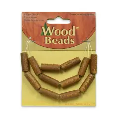 6 Packs of Wooden Tube Beads - Brown - 21x7mm - 12 pcs.