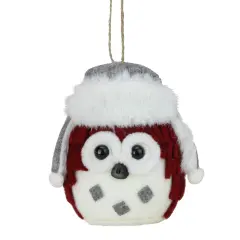 Roman 5.25" Red and White Owl Christmas Hanging Ornament