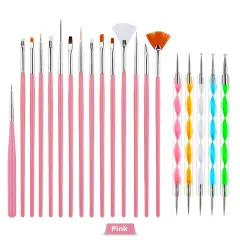 Kitcheniva 20 Pieces Nail Art Pen Painting Polish Brush Pink