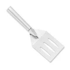 Rada Stainless Steel Turnover Spatula for Cooking, Slotted, Sturdy Ridge on Large, Angled Face for No-Bend Stability