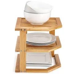 Corner Kitchen Storage Shelf for Organizing Plates and Bowls