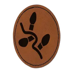 String Christmas Xmas Lights Bulbs Round Iron-On Engraved Faux Leather Patch Applique - 2.5" Brown