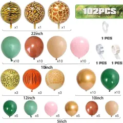 Jungle Safari Balloons Garland Kit for Birthday or Baby Shower Decor