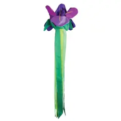 In the Breeze 5227 &mdash; Iris Windtail &mdash; Colorful 3D Purple Flower Windsock with Flowing Tails