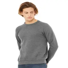BELLA + CANVAS&reg; Sponge Fleece Raglan Crewneck Long Sleeve Sweatshirt Deep heather
