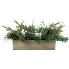 Northlight Mixed Pine with Pine Cones and Berries Christmas Floral Arrangement - 20" Green