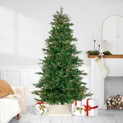 Northlight Real Touch&trade;️ Pre-Lit Full Hudson Fir Artificial Christmas Tree - 7.5' - Warm White LED Green