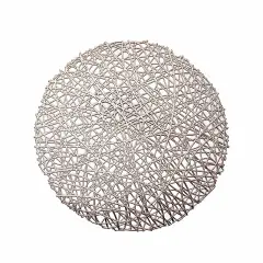 6 pcs 15" wide Round Vinyl String Placemats Champagne