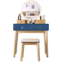 Set 3 Makeup Vanity Table Color Lighting Jewelry Divider Dressing Table Blue