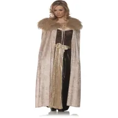 Queen Of Thrones Renaissance Beige Cape With Fur Shawl Costume Accessory