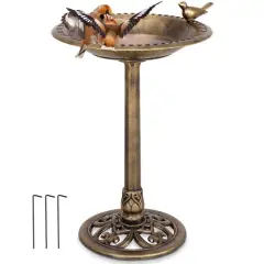 Antique Bronze Freestanding Pedestal Bird Bath Feeder