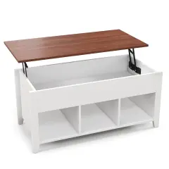 Lift Top Coffee Table with Hidden Storage Compartment White