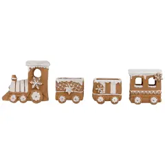 Northlight Frosted Snowflake Gingerbread Train Christmas Decoration - 5.5" - 4-Piece Brown