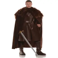 King Of Thrones Renaissance Cape With Brown Fur Shawl Costume Accessory