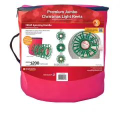 Simple Living Jumbo Christmas Light Reels with Storage Bag - 12.5" - Set of 3 Reels Red
