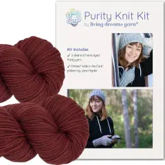 DIY Merino Hat & Gloves Knitting Kit: Organic Hand Dyed Wool Yarn + Printed Pattern. Soft, Cozy, Great for Gifts. Walk in the Park Amber