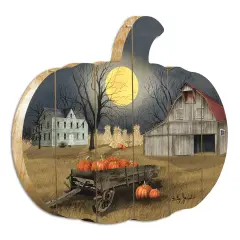 Harvest Moon - By Artisan Billy Jacobs Printed on Wooden Pumpkin Wall Art