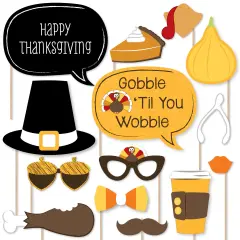 Big Dot of Happiness Give Thanks - Thanksgiving Party Photo Booth Props Kit - 20 Count