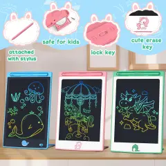 3 PCS in 1 PackToys LCD Writing Tablet Toddler,Toys for Boys Girls 3 4 5 6 7 8year, Drawing Pad Toy Easter Basket Stuffers for Kids,Drawing Tablet Doodle Board Cute Dinosaur Unicorn 8.8 Inch