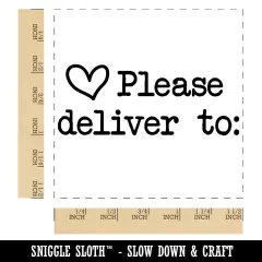 Please Deliver To with Heart in Typewriter Font Self-Inking Rubber Stamp Ink Stamper Blue