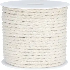Macrame Cord, White Cotton Rope, 6Mm X 32 Yard Natural White Cotton Macrame Rope, 3 Strand Twisted Cotton String for Wall Hanging, Plant Hangers, Macrame Supplies, DIY Crafts, Knitting