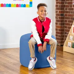 Mallo Modular Pouf Classroom Bean Bag Seat, Premium Vinyl - Submarine Grey Royal Blue