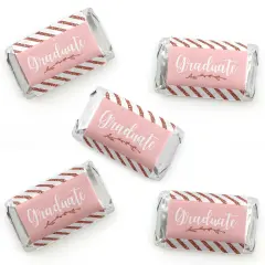 Big Dot of Happiness Rose Gold Grad - Mini Candy Bar Wrapper Stickers - Graduation Party Small Favors - 40 Count