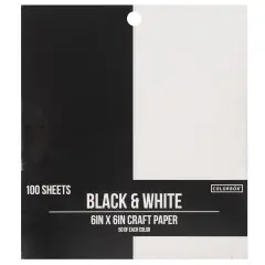 Colorbok Single-Sided Cardstock 6"X6" 100/Pkg-Black & White, 50 Each