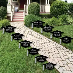 Big Dot of Happiness Silver Graduation Lawn Decorations - 10 Piece