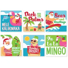 Big Dot of Happiness Tropical Christmas - Funny Beach Santa Holiday Party Decorations - Drink Coasters - Set of 6