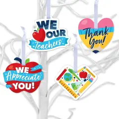 Big Dot of Happiness Thank You Teachers - Teacher Appreciation Decorations - Tree Ornaments - Set of 12