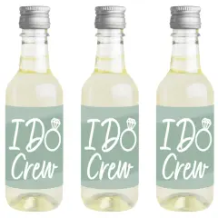 Big Dot of Happiness Sage Green Elegantly Simple - Mini Wine & Champagne Bottle Label Stickers - Wedding or Bridal Shower Guest Party Favor Gift 16 Ct