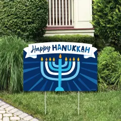 Big Dot of Happiness Hanukkah Menorah - Chanukah Holiday Party Yard Sign Lawn Decorations - Happy Hanukkah Party Yardy Sign