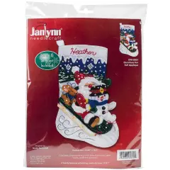 Janlynn Felt Stocking Applique Kit 16.5" Long-Christmas Fun