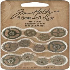 Idea-Ology Metal Mini Gears .5" To .75" 12/Pkg-Antique Nickel, Brass & Copper