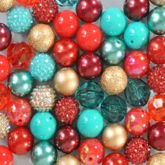 20mm Red Kimono acrylic bubblegum bead mix