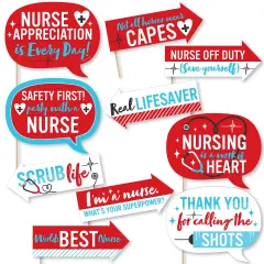 Big Dot of Happiness Funny Thank You Nurses - Nurse Appreciation Week Photo Booth Props Kit - 10 Piece