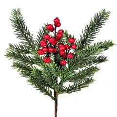 14.5" Mountain Fir Spray with Waterproof Berries &ndash; Lush Christmas Decoration