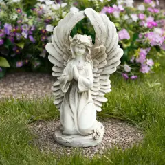 Northlight 15.25" Angel Kneeling in Prayer Outdoor Garden Statue Gray