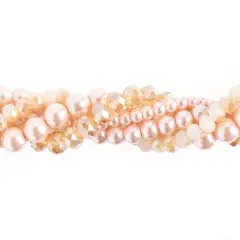 Crystal Lane DIY Cherry Blossom Twisted Glass & Pearls Beads, 5 Strands