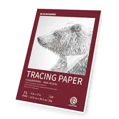 9&rdquo;x12&rdquo; Artist&rsquo;s Tracing Paper Pad, 75 Sheets &ndash; Translucent Tracing Paper for Pencil, Marker and Ink - Trace Images, Sketch, Preliminary Drawing, Overlays 32 LB / 50 GSM
