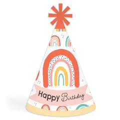 Big Dot of Happiness Hello Rainbow - Cone Happy Birthday Party Hats for Kids and Adults - Set of 8 (Standard Size)