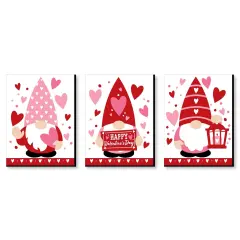 Big Dot of Happiness Valentine Gnomes -Valentine's Day Wall Art and Kids Room Decor - 7.5 x 10 inches - Set of 3 Prints