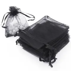Kitcheniva 5"x7" Organza Gift Candy Sheer Bags DIY Pouches 100 Pcs Black