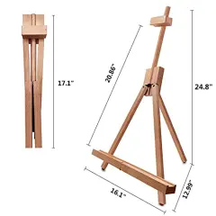 Painting Easel, Folding Wooden Tabletop Easel Stand Holds Highest to 21" Canvas, Portable Desktop Easel Suitable for Artists, Beginners, Students