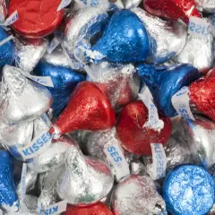 Patriotic Candy Hershey's Kisses Chocolate with Red, Blue, & Silver Foil